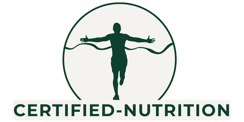 Certified Nutrition logo (runner inside circle) green colour
