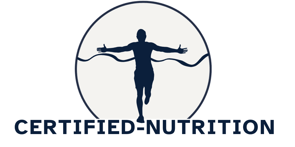 Certified Nutrition logo (runner inside circle) green colour