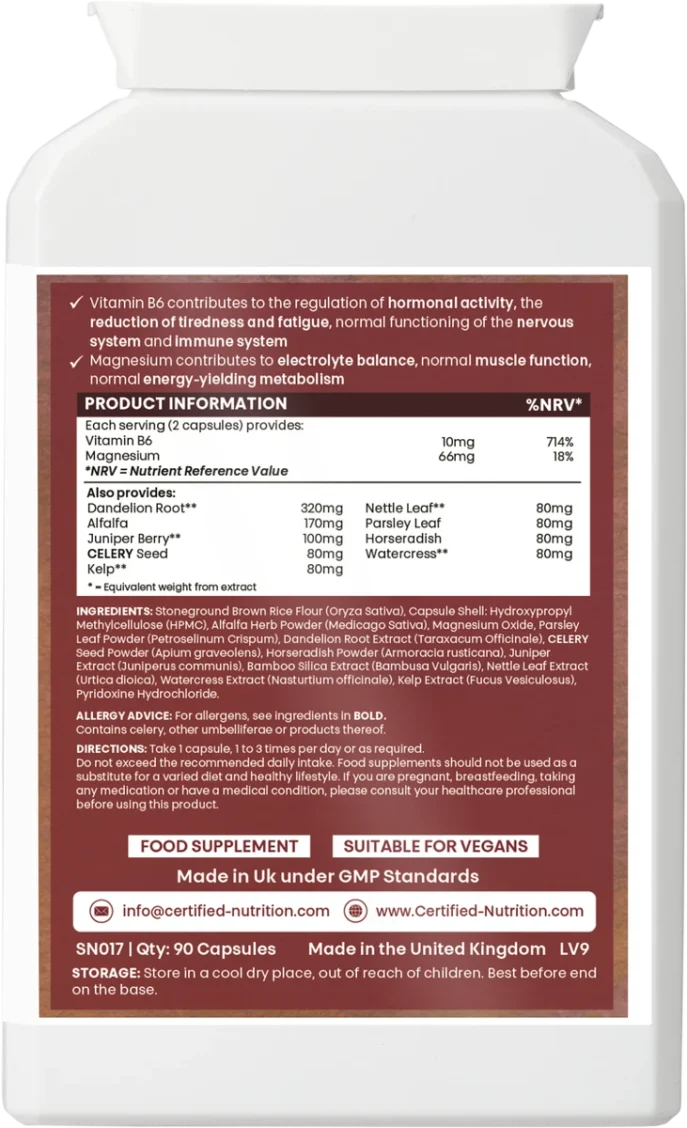 AquaFlush bottle showing back label with ingredients and nutrition information