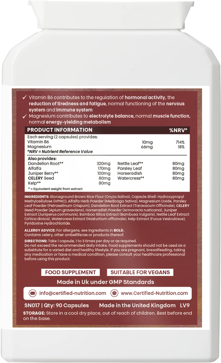 AquaFlush bottle showing back label with ingredients and nutrition information