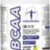 Certified Nutrition BCAA 2:1:1 powder with Vitamin B6, Vitamin C, and Citrulline Malate in lemon and lime flavour – front label