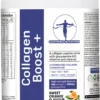 front-facing label of Certified Nutrition Collagen Boost+ sweet orange flavour supplement tub