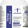 Front-facing label of Certified Nutrition Hemp Protein+ powder showing product benefits and branding