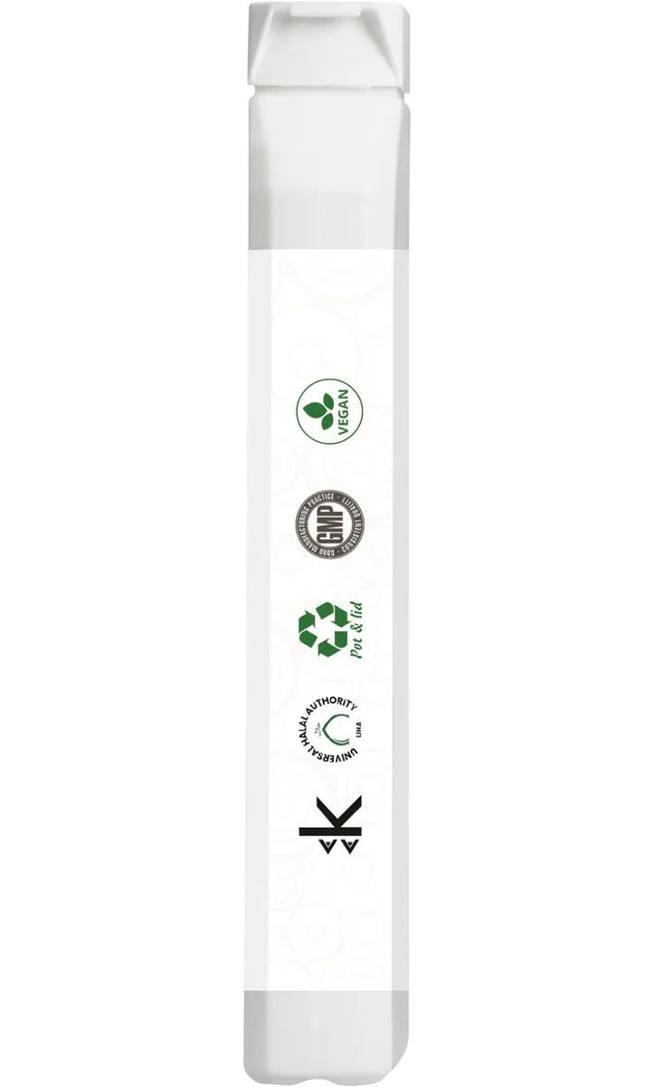 Side view of Metabol Extreme with visible GMP, Vegan, Halal, and recyclable certifications