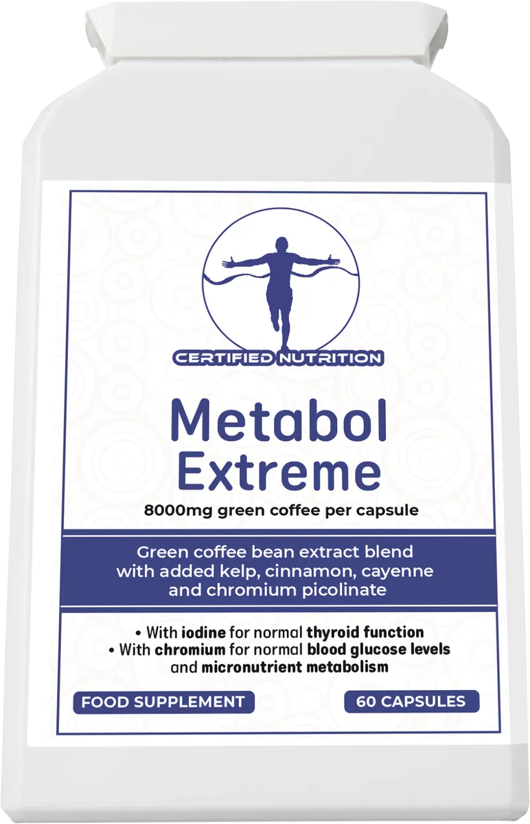 Certified Nutrition Metabol Extreme angled front view with green coffee complex and metabolic health support