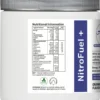 Nutrition panel of NitroFuel+ pre-workout with ingredient dosages per serving