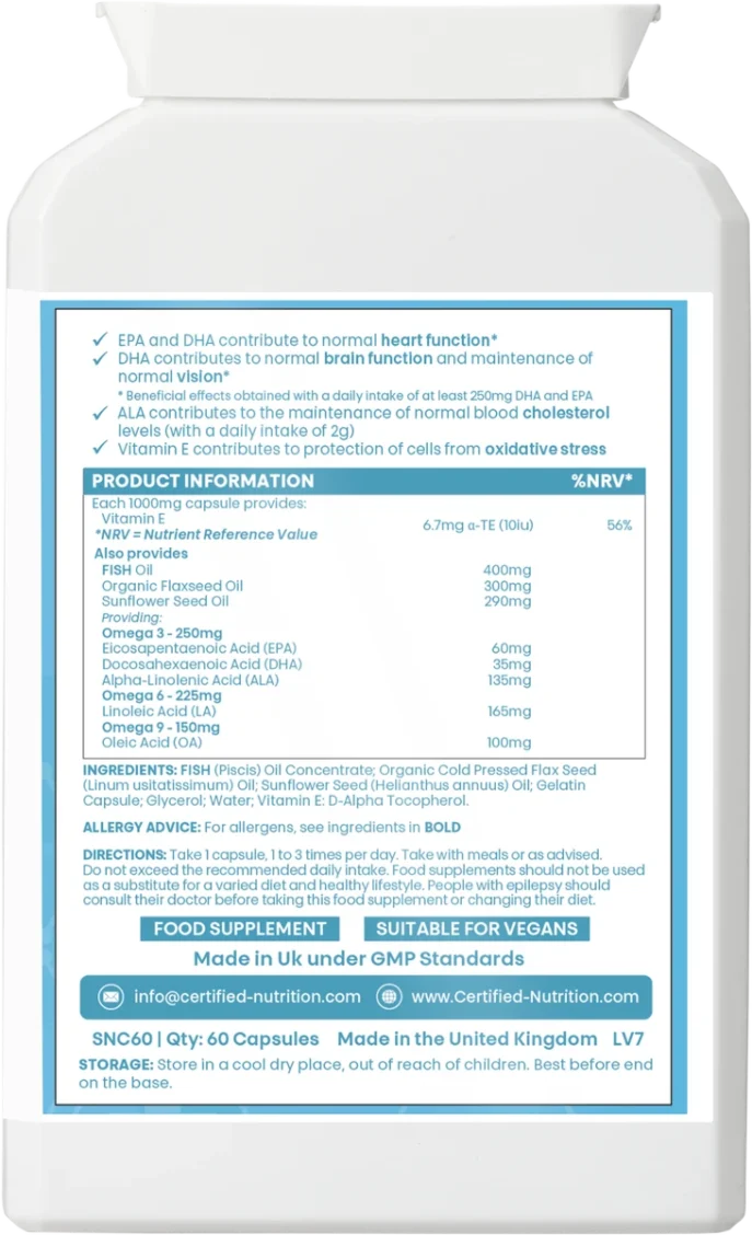 Omega Total nutrition facts omega 3 6 9 supplement fish flaxseed sunflower
