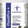 front label of PlantPro+ chocolate flavour with vitamins, fibre, and plant protein